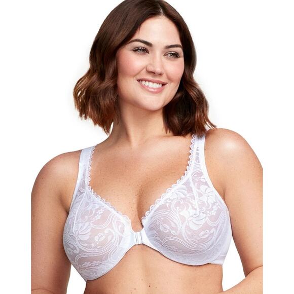GLAMORISE Front-Closure Stretch Lace WonderWire Bra 46D $57 NEW 1733 - Picture 1 of 3
